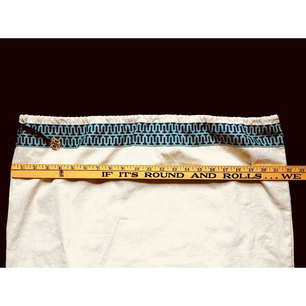 Tory Burch Off White Drawstring Logo Ribbon Charm Designer Accessory Dust Bag - Picture 3 of 3